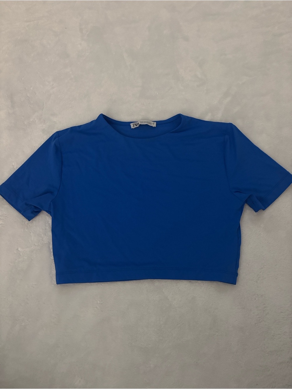 Women's Blue silk Crop Tee - ZARA